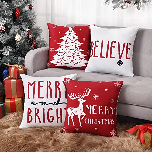 CAROMIO Christmas Decorations Velvet Pillow Covers Set of 4