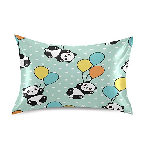 Cartoon Cute Panda Bears Satin Pillowcase