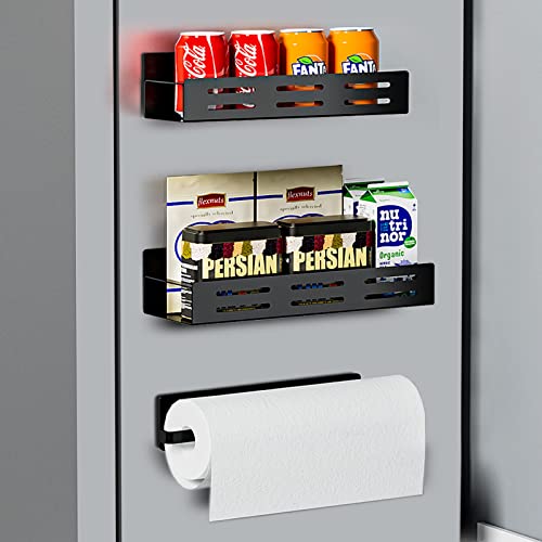 Magnetic 3 Pack Spice Rack & Paper Towel Holder for Refrigerator