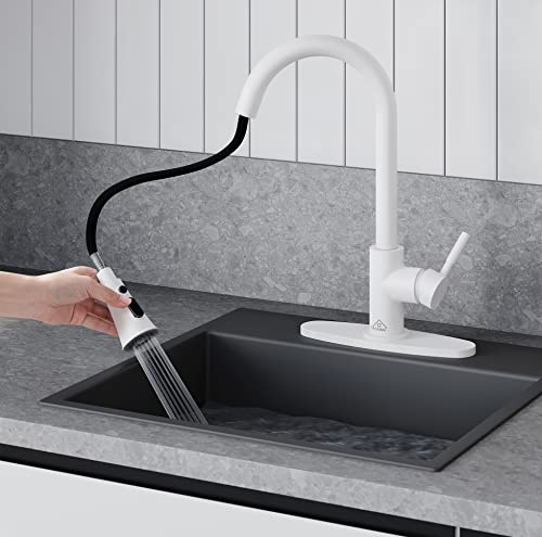 CASAINC Matte White Touch Kitchen Faucet with 3 Mode Sprayer