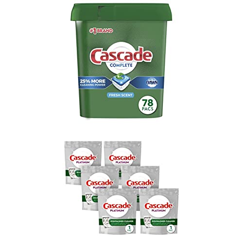 Cascade Complete Dishwasher Pods, Dishwasher tabs, Dish Washing Pods for  Dishwasher, Dishwasher tablets, Lemon Scent ActionPacs, 78 Count