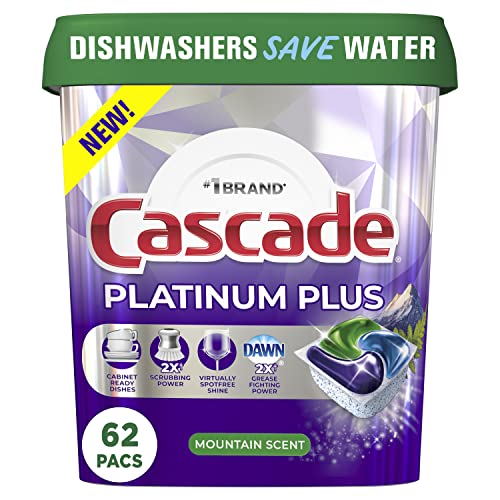Cascade Platinum Plus Dishwasher Detergent Pods, 62 Count