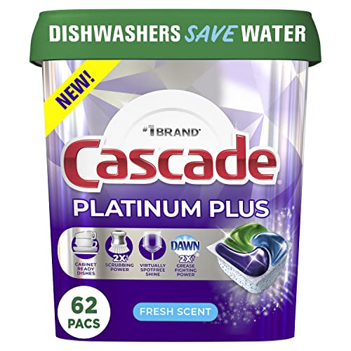 Cascade Platinum Plus Dishwasher Detergent Pods - Fresh, 62 Count