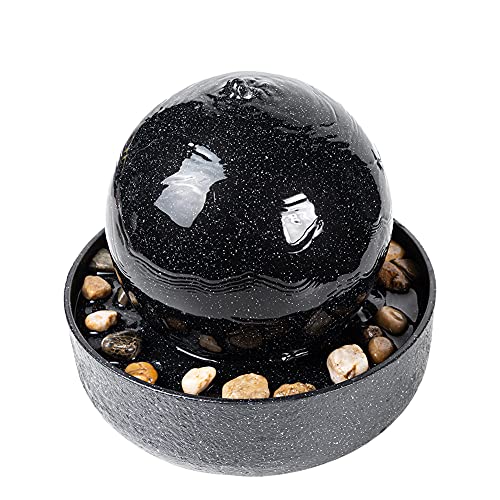 CASLONEE 7.5 Inch Tabletop Ball Fountain with LED Light