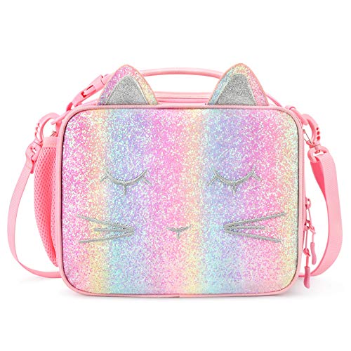 kids insulated lunch box - cute pink rainbow – yookeehome