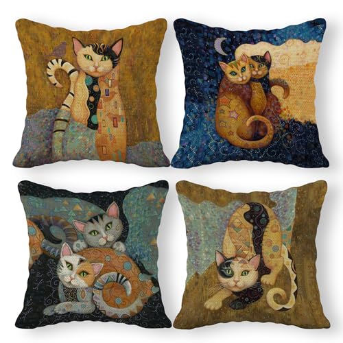 Cat Lover's Throw Pillow Case Set - Whimsical and Vibrant