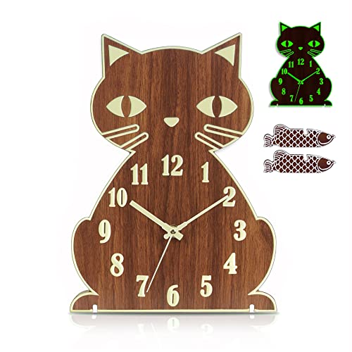 Cat Wall Clock with Glow in Dark Feature