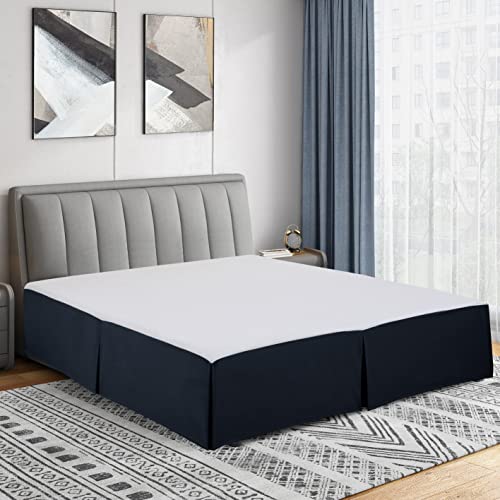Cathay Home Bed Skirt, Ultra Soft, Fade and Wrinkle Resistant - Navy Queen