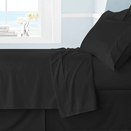 Cathay Home Single Flat Sheet, Queen (90" x 102"), Black
