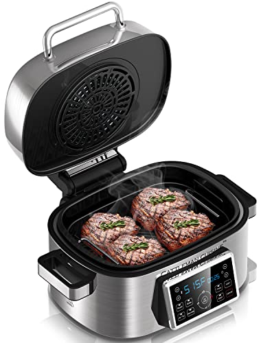 PowerXL Grill Air Fryer Combo Plus, Indoor Grill / Air Fryer, Stainless  Steel 