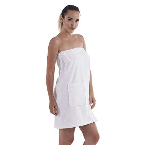 Cotton&Beyond Women's Organic Turkish Cotton Wrap Towel for Spa Gym Pool (White)