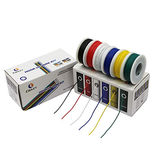 CBAZY 28 Gauge Stranded Hookup Wire Kit 32.8ft Each - 6 Colors