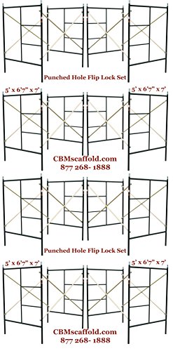 CBM Scaffold Eight Set New Flip Lock 5' X 6'7" X 7' Masonry Scaffolding Frame Set