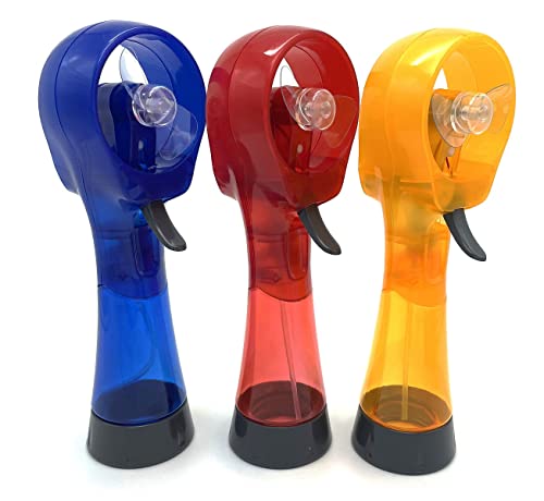 CEBUY Handheld Water Spray Fan, 3 Pack (Dark Blue/Red/Yellow)