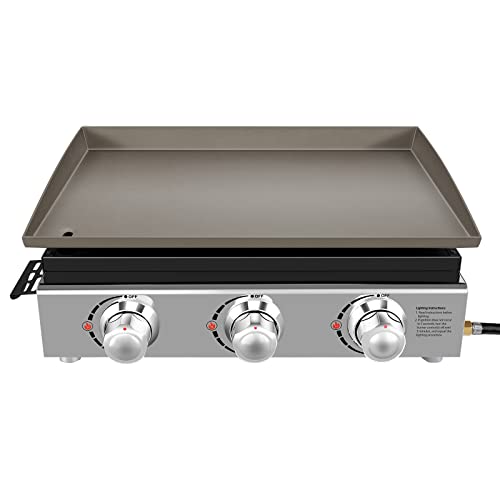 Cecarol 23in Tabletop 3-Burner Propane Gas Grill with 355 sq. in. Cooking Area
