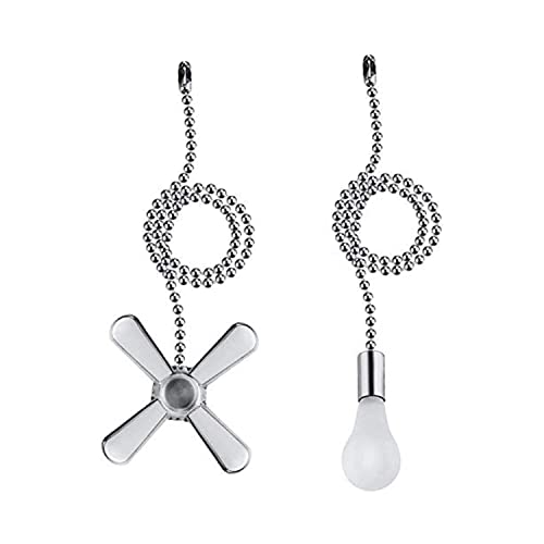Ceiling Fan Pull Chain, 2pcs 3mm Diameter Beaded Ball, 13.6 Inches Fan Pulls Set with Connector（Nickel ）