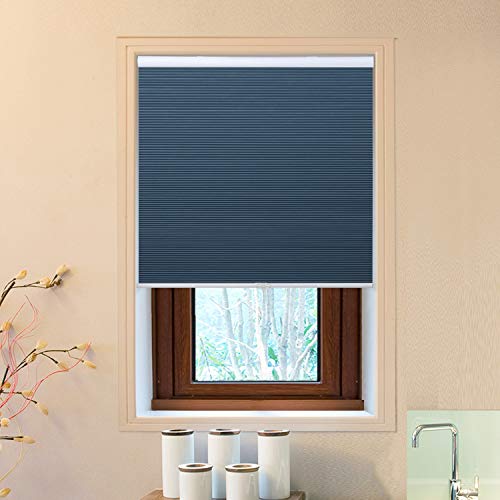 Cellular Window Shades (Blackout) Cordless Room Darkening Blinds and Shades for Windows, Bedroom, Home (Blue 24" W x 36" H)