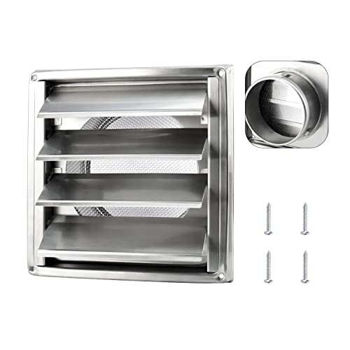 Cenipar 4'' Stainless Steel Dryer Vent Cover with Moving Lamella and Screen