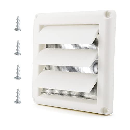 Cenipar 4" Louvered Vent Cover for External Wall Vent - Easy Installation White
