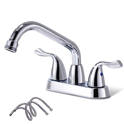 Centerset Laundry Tub Faucet with Rotatable Swivel Spout, Chrome Finish
