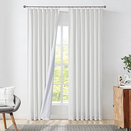 Central Park White Pleated Full Blackout Curtains