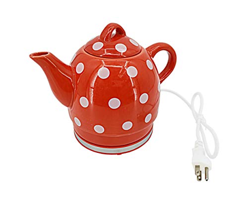 Ceramic Electric Kettle with Red White Polka Dots