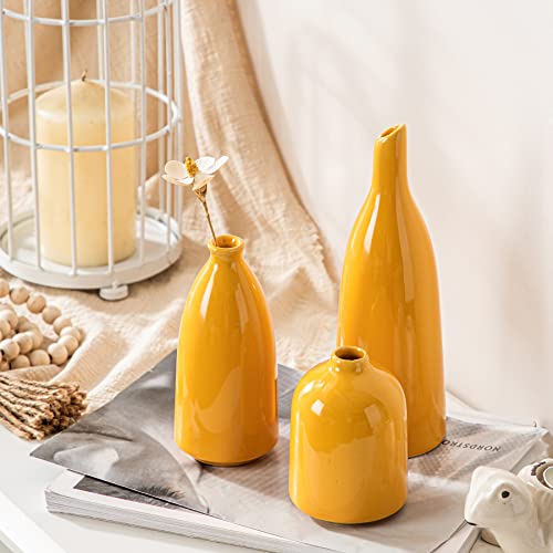 12 Unbelievable Yellow Vase For 2024 Storables   Ceramic Small Vase Set Of 3 Yellow Vases For Home Decor Modern Farmhouse Decor Living Room Decor Shelf Decor Table Bookshelf Mantel And Entryway Decor 51gnoEBmduL 