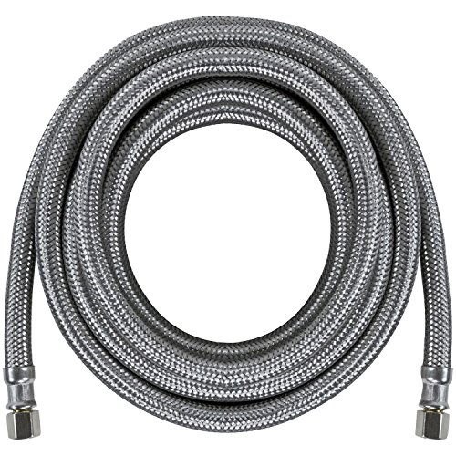 Certified Appliance Water Line, 15ft, PVC Core & Stainless Steel