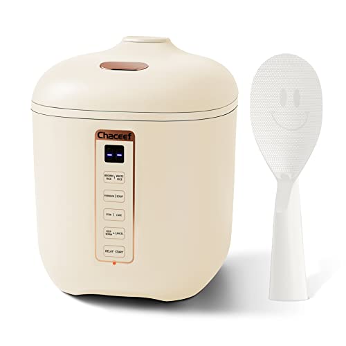 White, 2-Cup Mini Rice Cooker with Keep Warm Function | Perfectly Portioned  For Individuals and Couples | Also Cook Grains (Quinoa, Millet, Barley)
