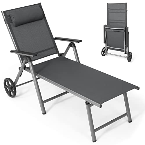 Chaise Lounge Outdoor Chair with Wheels
