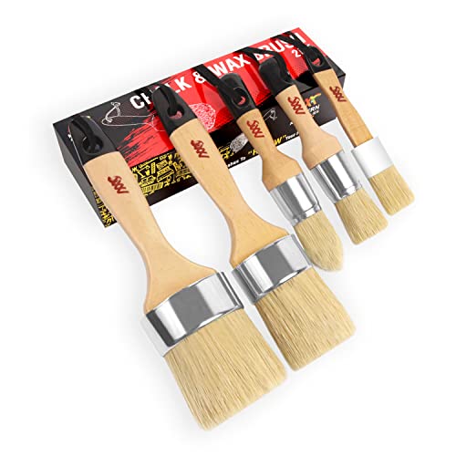 5PC Chalk Wax Paint Brush Set for Furniture Painting - Annie Sloan Compatible