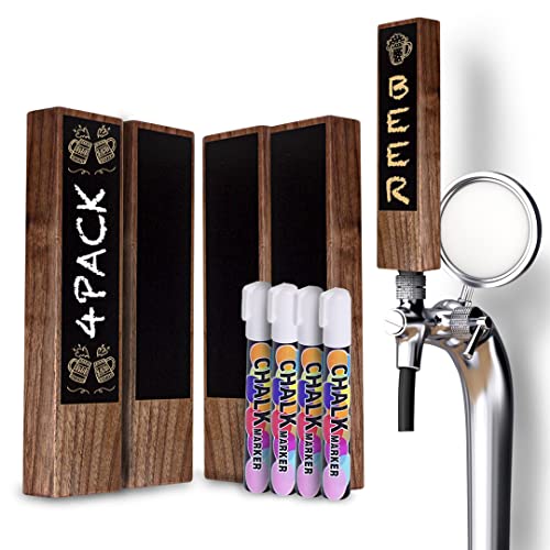 Chalkboard Beer Tap Handles - 4-Pack Wooden Walnut Beer Tap Handles