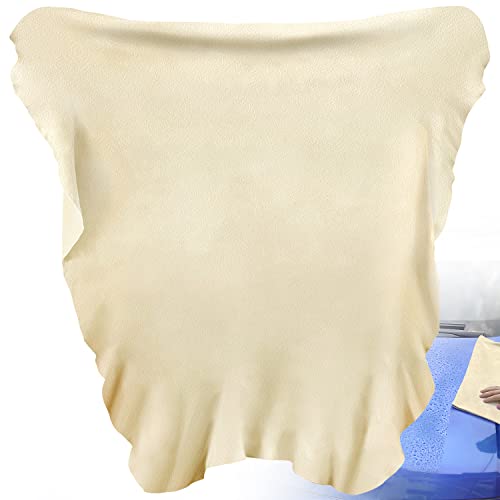 Chamois Cloth for Car, Car Wash Drying Towels Extra Large 37.8'' X 26''(6.8 Sq Ft), Super Absorbent Lint Free Rags, Nature Chamois Cloth for Window, Floors, Cabinet, Table, Drying Dogs and More