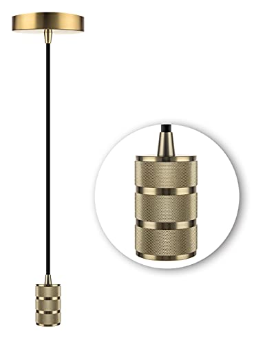 Champagne Gold Pendant Light - Modern Style, Single Socket, Adjustable Cord