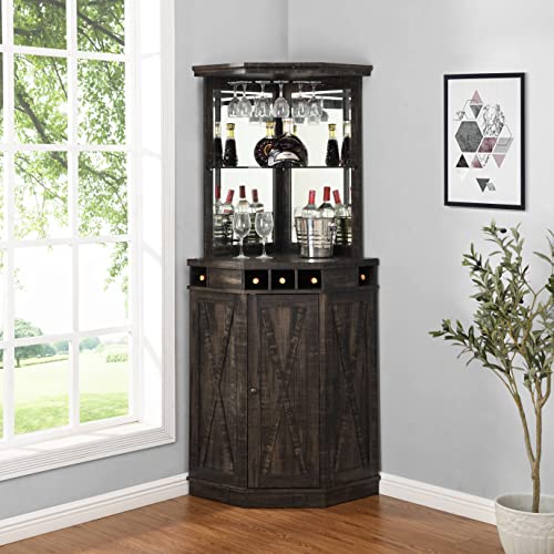 Charcoal Corner Bar with Wine Rack