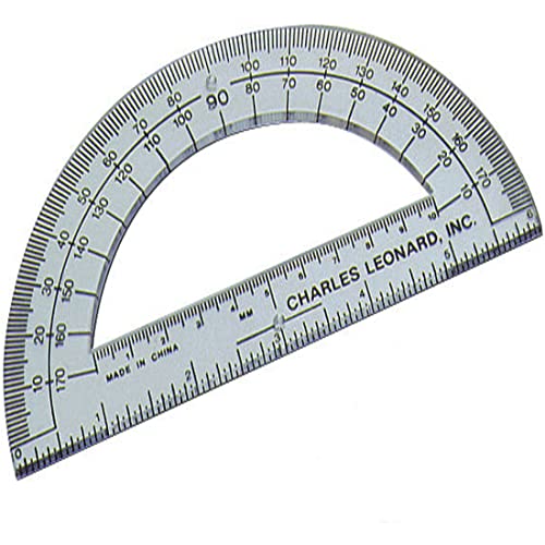 Charles Leonard 6-Inch Clear Plastic Protractor, 12-Pack