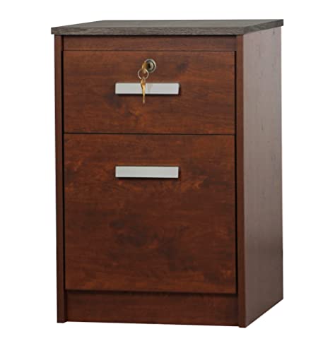 Charming 2-Drawer Wood File Cabinet in Cherry/Gray