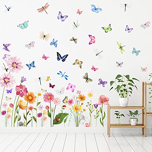 Charming Flowers & Butterflies Wall Decals
