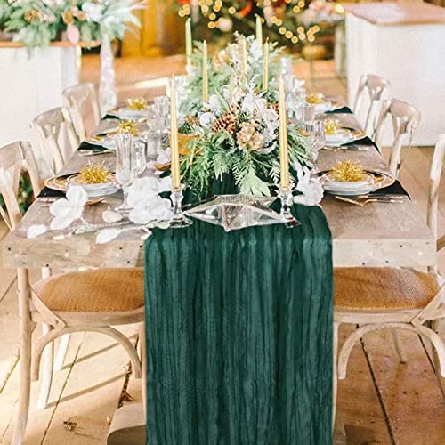 Emerald Green Gauze Table Runner for Wedding and Events