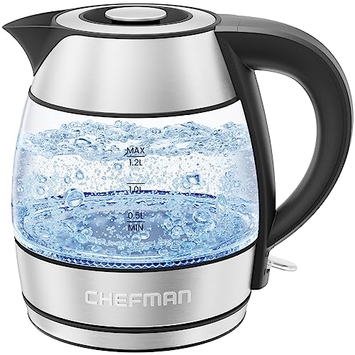 Chefman 1.2L Electric Tea Kettle with LED Lights and Boil-Dry Protection