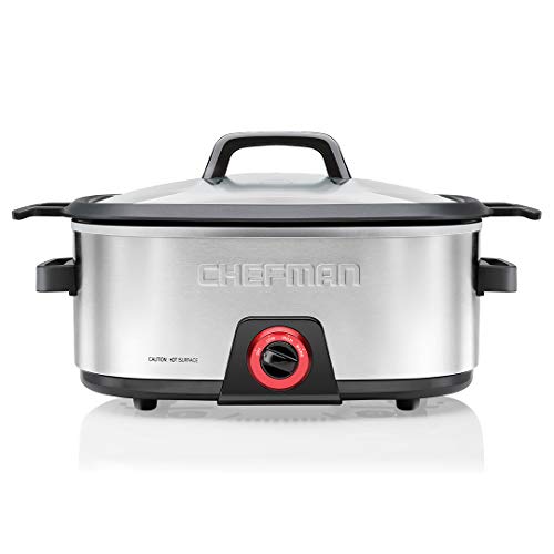 West Bend 87906 Slow Cooker, Large-Capacity Non-Stick Crockpot with  Variable Temperature Control, Travel Lid and Thermal Carrying Case, 6 Qt,  Silver