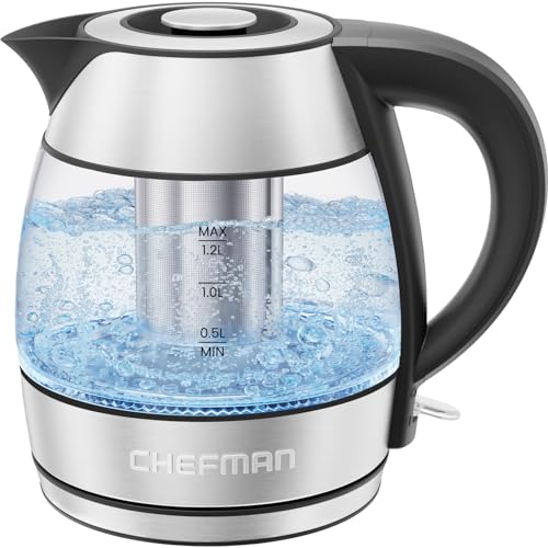 Chefman Electric Kettle - 1.2L Tea Pot with Tea Infuser, Auto Shut Off