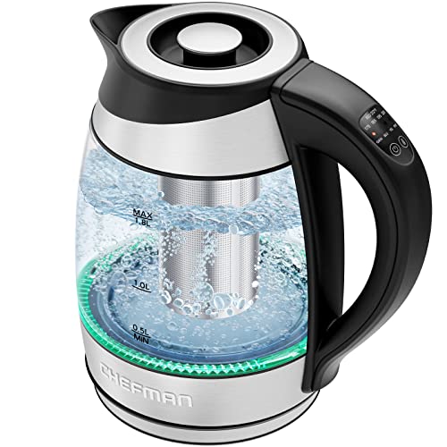 AICOOK Electric Tea Kettle, Electric Kettle Temperature Control with 9  Presets, 2Hr Keep Warm, Removable Tea Infuser, Stainless Steel Glass  Boiler, BPA Free, 1.7L
