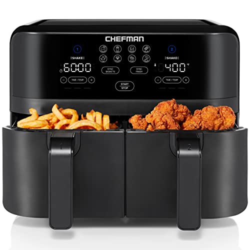 Chefman TurboFry Touch Dual Air Fryer: Double Basket Capacity & Digital Controls