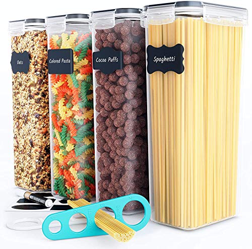 Vtopmart Airtight Food Storage Containers with Lids, 4 Pcs 2.8L Pasta Containers for Pantry Organization and Storage, BPA Free Kitchen Storage