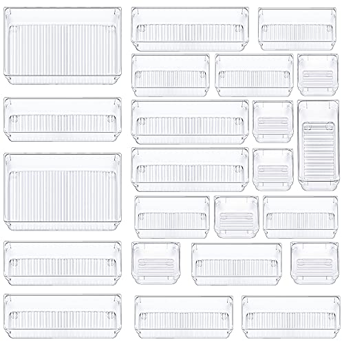 Clear Drawer Organizers Set: 23 PCS for Makeup,Bathroom and Kitchen by CHEFSTORY