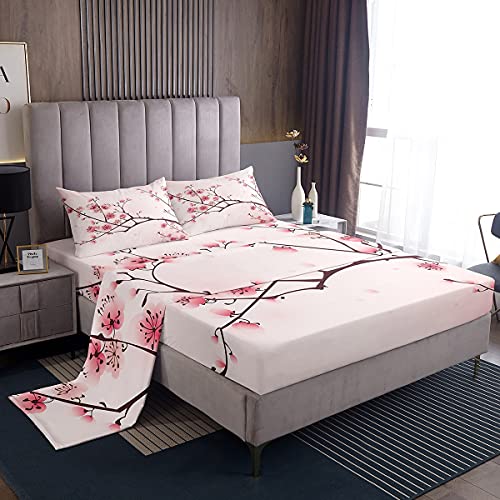 Cherry Blossoms Bed Sheets - Floral Sheet Set Full