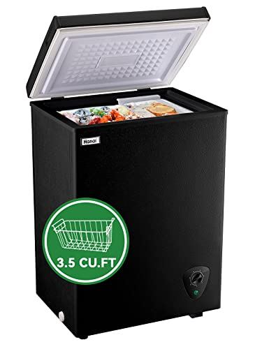 WANAI 3.5 Cu.Ft Black Free-Standing Chest Freezer with Adjustable Thermostat
