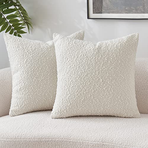 Chic White Textured Boucle Pillow Covers