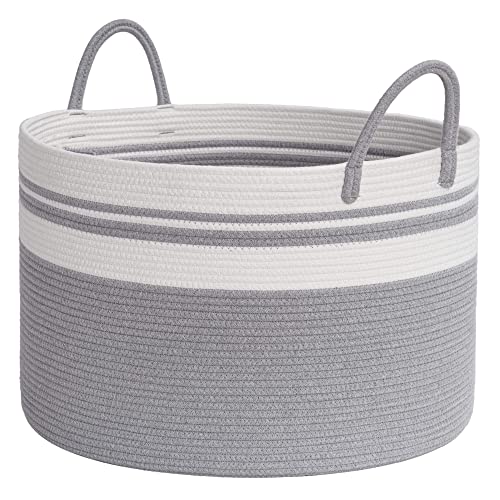 CHICVITA Extra Large Woven Rope Storage Basket, Grey